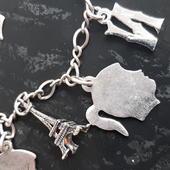 1940s sterling silver charm bracelet - Picture 3 of 4